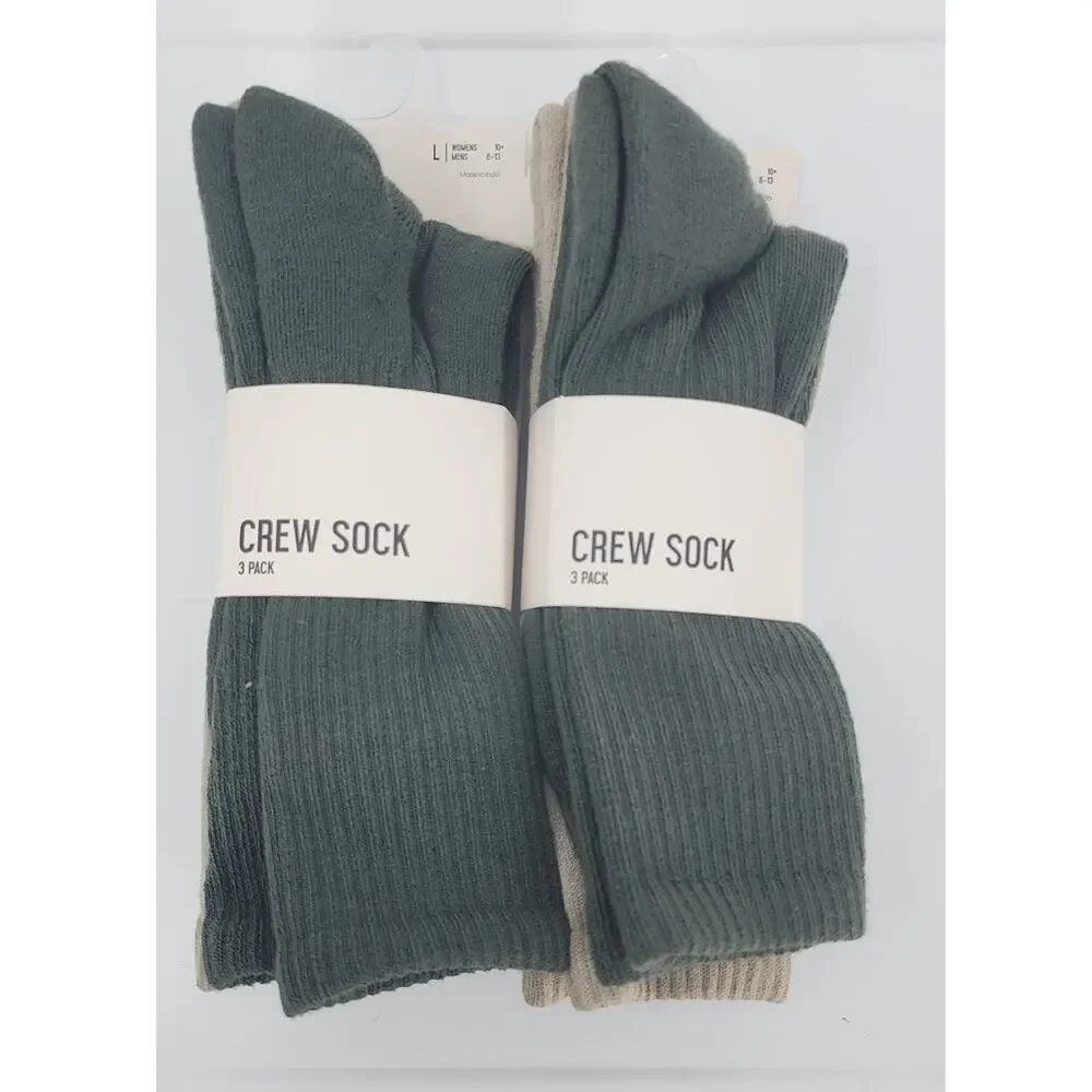 New NWT‎ Men's Lot Of 2 DSG Lifestyle 3-Pack Crew Socks Large Green Brown White
